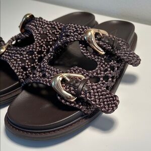 NEW! Joie Men’s Sandal Brown Crochet with Gold Buckles